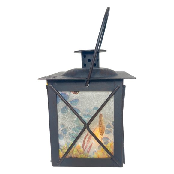 Artisan Crafted Metal Lantern Decoupaged Sunflower Paper Set of 2 One of a Kind - Picture 4 of 11